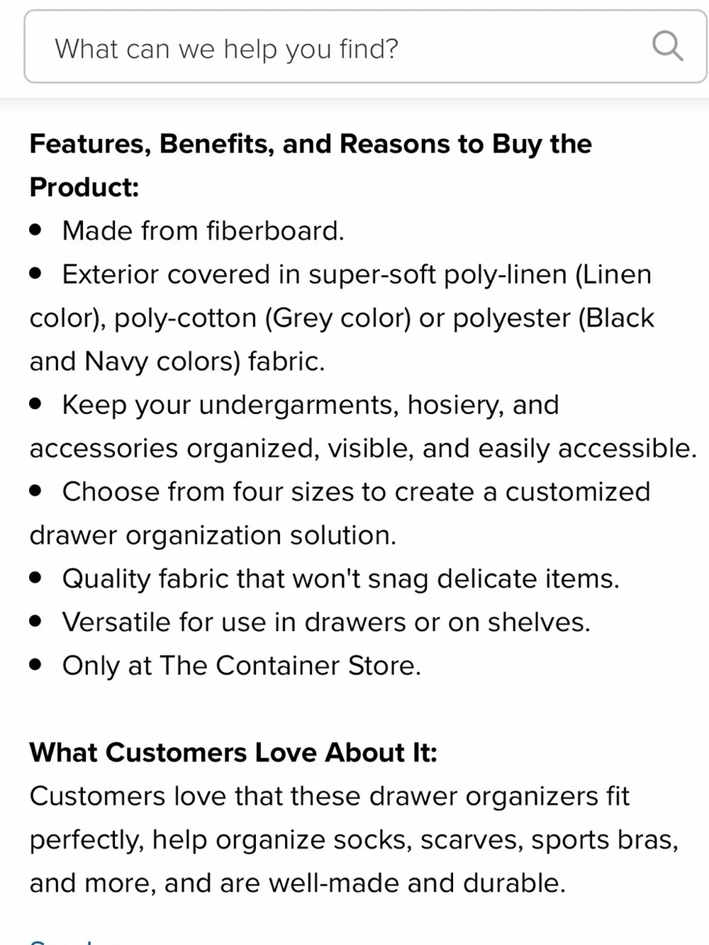 The container store Cambridge drawer organizer